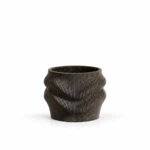 sculptural ribbed dark brown planter
