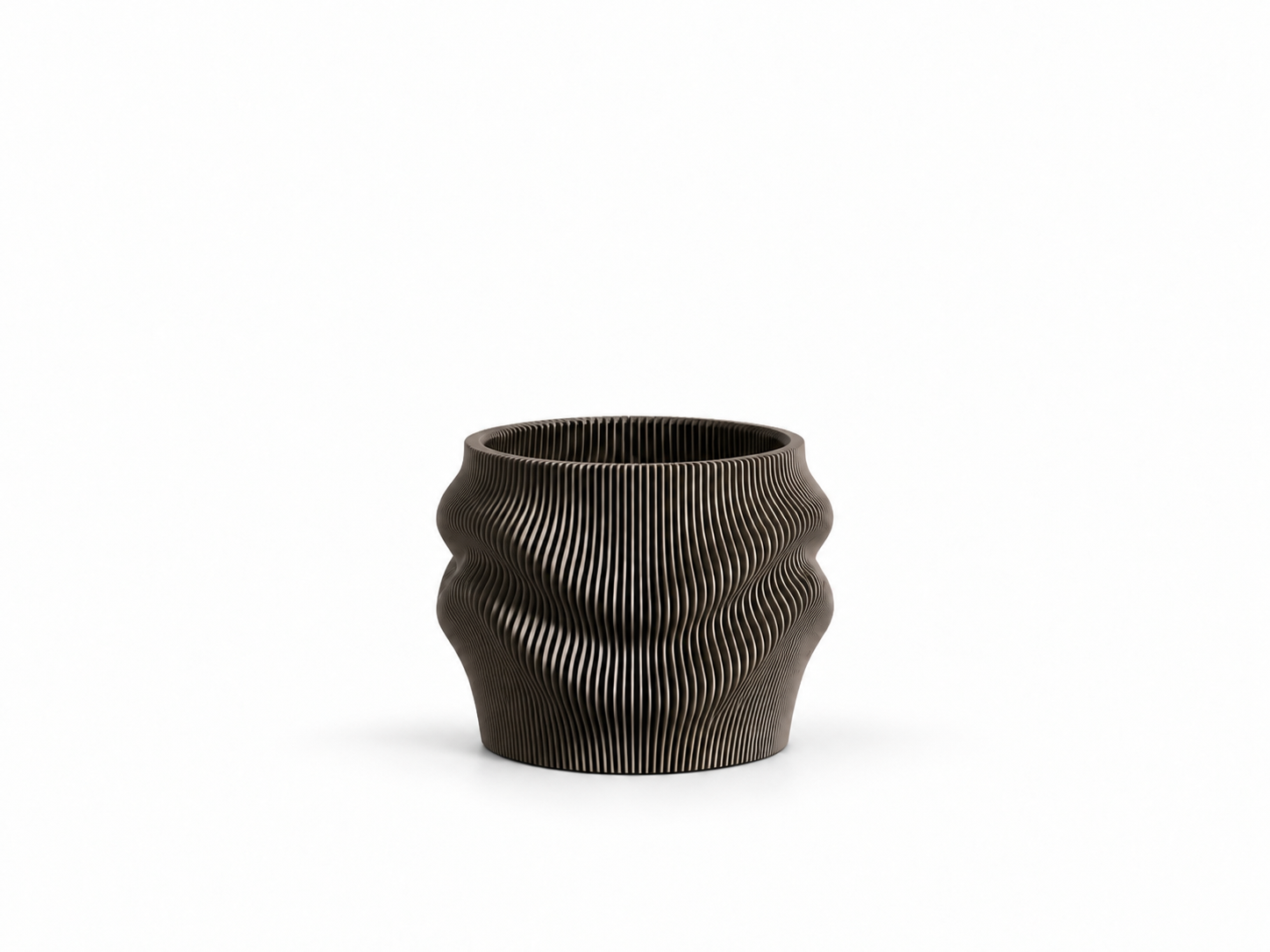 sculptural ribbed dark brown planter sculptural ribbed dark brown planter